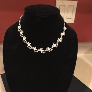 Faux pearl & rhinestone necklace / earrings